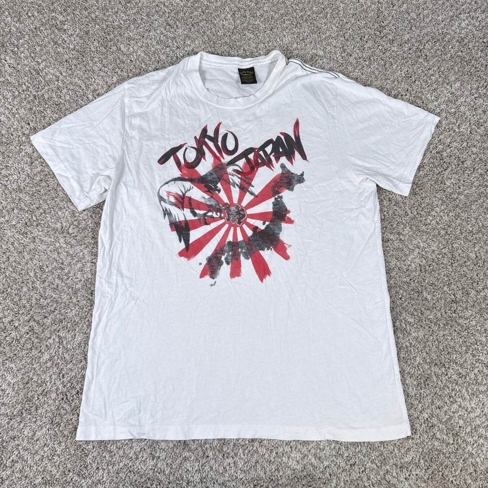 Vintage Lucky Brand Shirt Mens Large White Tokyo Japan Graphic Tee Short Sleeve
